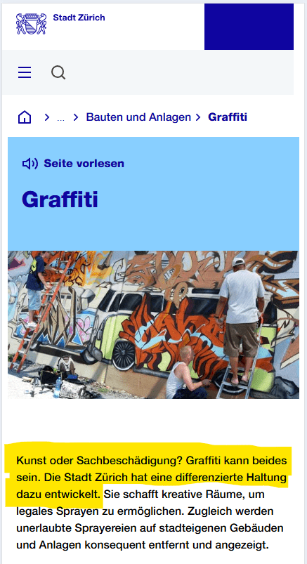Zürich will mehr graffiti